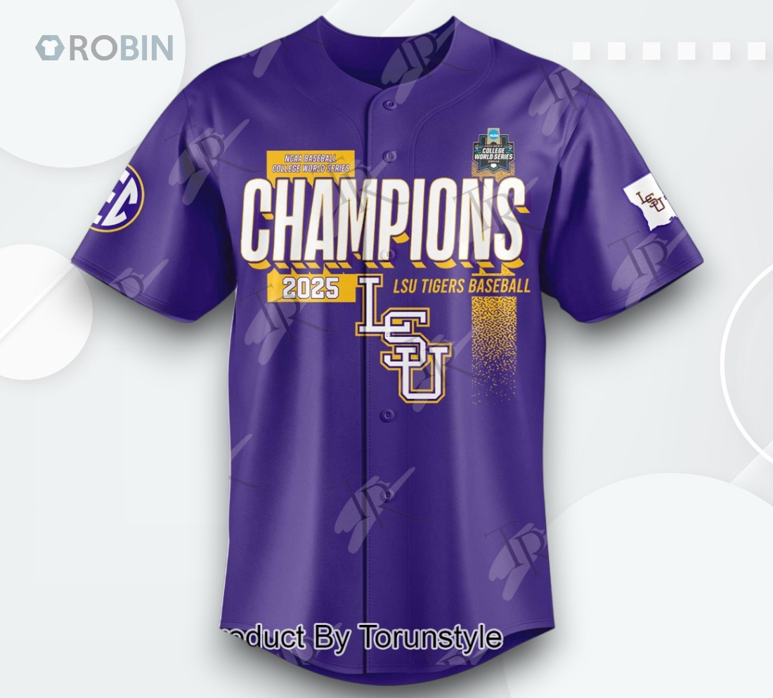 LSU Tigers Champions NCAA Baseball College World Series 2025 Limited Edition Baseball Jersey LSU Tigers Champions NCAA Baseball College World Series 2025 Limited Edition Baseball Jersey