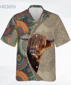 Mandala Pattern Highland Hawaiian Shirt Men Women