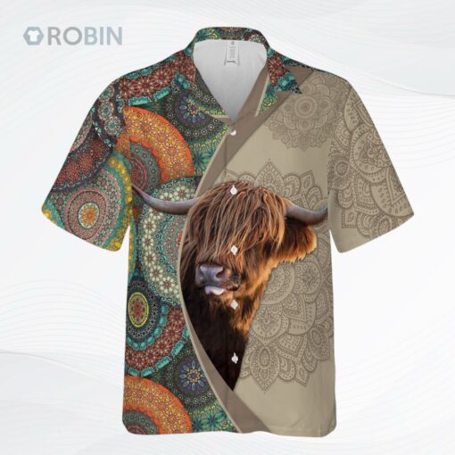 Mandala Pattern Highland Hawaiian Shirt Men Women
