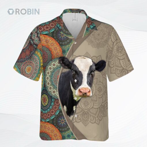 Mandala Pattern Holstein All Over Printed Hawaiian Shirt Farm Hawaiian Shirt