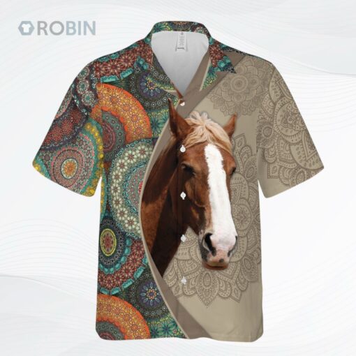 Mandala Pattern Horse All Over Printed 3D Hawaiian Shirt