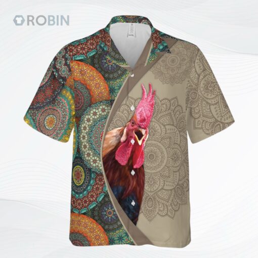 Mandala Pattern Rooster All Over Printed 3D Hawaiian Shirt
