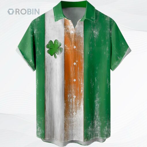 Men Button Down Shirt Short Sleeve Stretch Mens St Patricks Day Irish Hawaiian Shirt