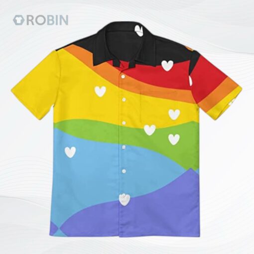 Men’s Casual Button Down Hawaiian Shirt Pride Month Rainbow Lgbt Print Summer Hawaiian Shirts Beach Shirts Gift