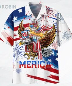 Merica Ealge And Cats Independence Day Hawaiian Shirt, Patriotic Gift For Cat Lovers