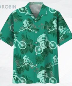 Mountain Bike Kelly Green, Biker Hawaii Aloha Beach Shirts, Mountain Bike Hawaiian Shirts