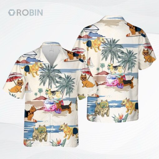 Norwich Terrier Summer Beach Hawaiian Shirt, Short Sleeve Dog Full Print Aloha Beach Shirt For Dog Lovers