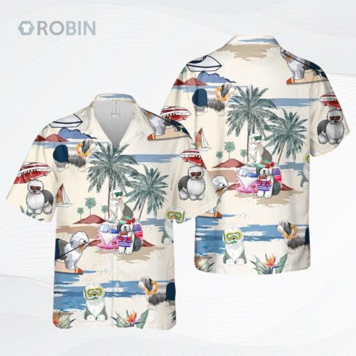 Old English Sheepdog Summer Beach Hawaiian Shirt