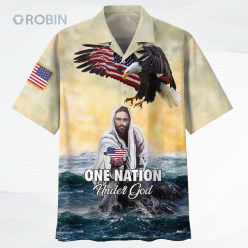 One Nation Under God 3D All Over Printed Hawaiian Shirt For Independence’s Day, Patriotic Gift For Him