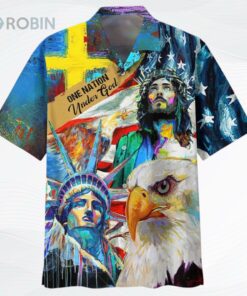 One Nation Under God 3D All Over Printed Hawaiian Shirt For Independence’s Day, Patriotic Gift For Him