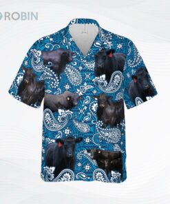 Paisley Pattern Black Angus Farm Hawaiian Shirt