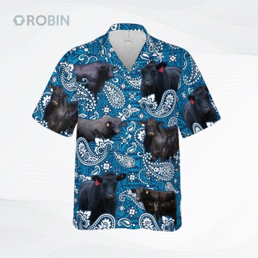 Paisley Pattern Black Angus Farm Hawaiian Shirt