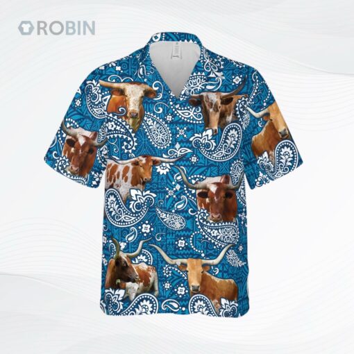 Paisley Pattern Tx Longhorn Full Printed On Hawaiian Shirt Men Women