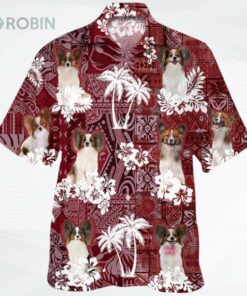 Papillon Hawaiian Shirt, Red Hawaiian Shirt For Dog Lovers