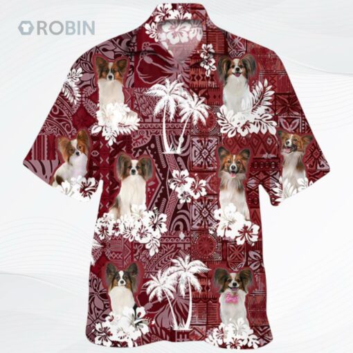 Papillon Hawaiian Shirt, Red Hawaiian Shirt For Dog Lovers