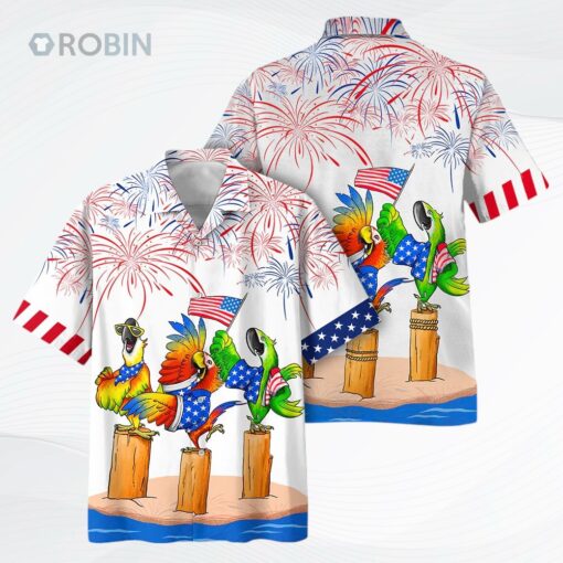 Parrot Hawaiian Shirts   Independence Day Is Coming, Cool Hawaiian Aloha Beach Shirt For 4th Of Jul