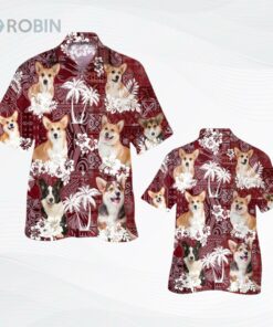 Pembroke Welsh Corgi Hawaiian Shirt, Dog Hawaiian Shirt Red Tribal Pattern