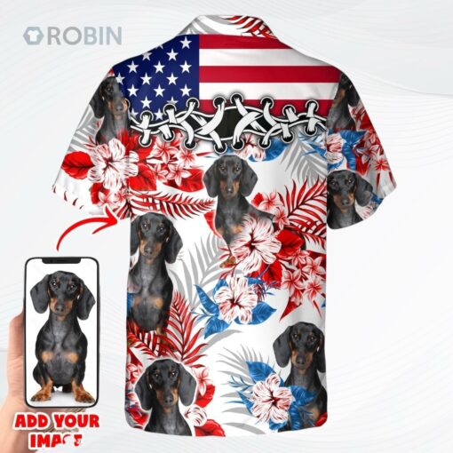 Pet Custom Photo American Flag Hawaiian Shirt, Custom Dog Cat Picture In Hawaii Aloha Beach Shirts