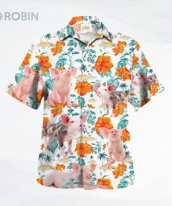 Pig Bright Hibiscus Flower Hawaiian Shirts, Pig Floral Hawaiian Shirt, Summer Gift For Pig Lovers