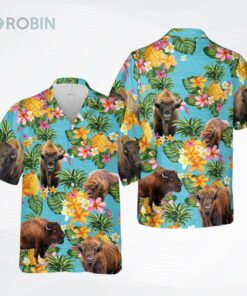 Pineapple Hawaiian Theme For Bison Lovers All 3D Printed Hawaiian Shirt