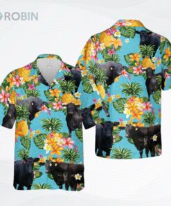 Pineapple Hawaiian Theme For Brangus Cattle Lovers All 3D Printed Hawaiian Shirt