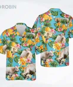 Pineapple Hawaiian Theme For Charolais Cattle Lovers All 3D Printed Hawaiian Shirt
