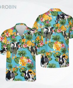 Pineapple Hawaiian Theme For Holstein Friesian Cattle Lovers All 3D Printed Hawaiian Shirt