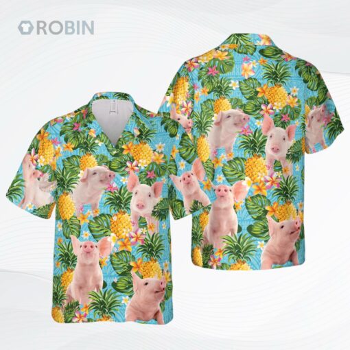 Pineapple Hawaiian Theme For Pig Lovers All 3D Printed Hawaiian Shirt