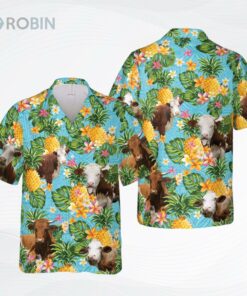 Pineapple Hawaiian Theme For Simmental Cattle Lovers All 3D Printed Hawaiian Shirt