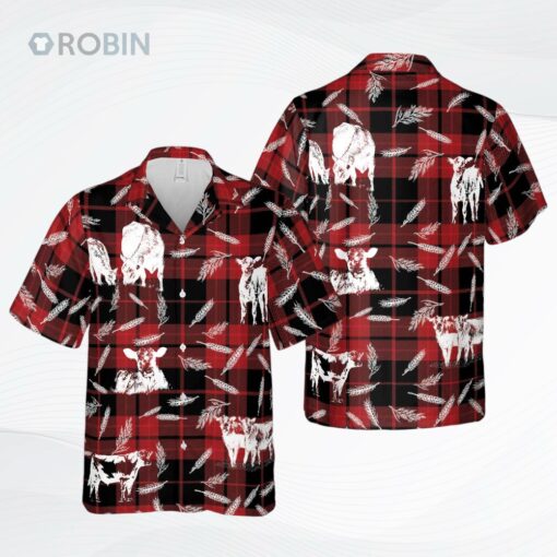 Plaid Pattern Black Angus All Over Printed 3D Hawaiian Shirt