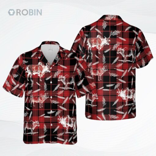 Plaid Pattern Brahman All Over Printed 3D Hawaiian Shirt