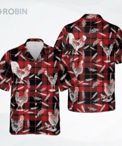 Plaid Pattern Chicken All Over Printed 3D Hawaiian Shirt