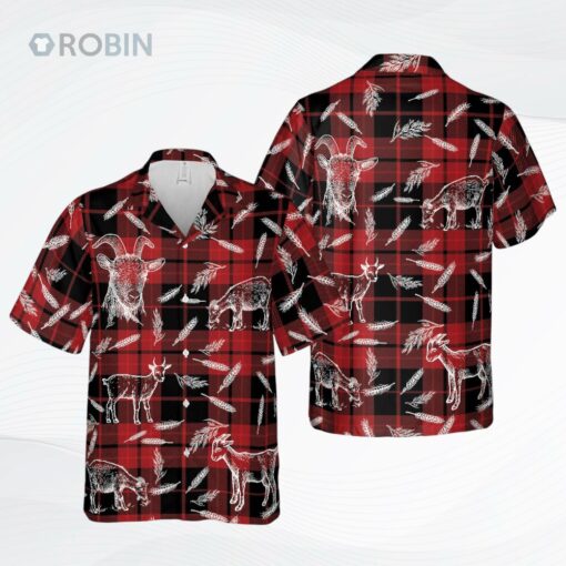 Plaid Pattern Goat All Over Printed 3D Hawaiian Shirt