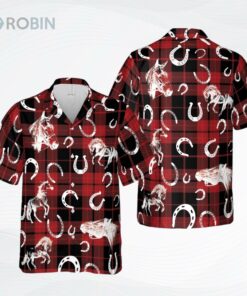 Plaid Pattern Horse All Over Printed 3D Hawaiian Shirt