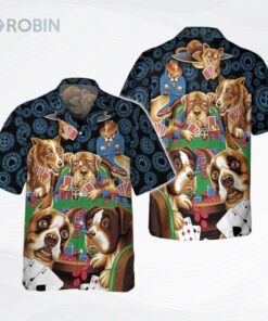 Poker Dogs 3D Hawaiian Shirt, Funny Dog Hawaiian Shirt, Poker Hawaiian Shirt