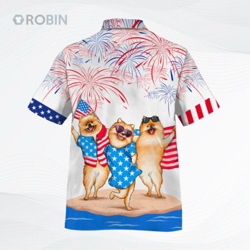 Pomeranian Hawaiian Shirt For Independence’s Day, Dog Full Print In Hawaii Aloha Beach Shirt