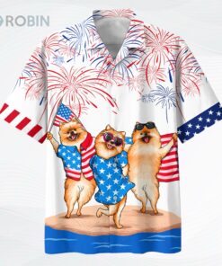 Pomeranian Hawaiian Shirt For Independence’s Day, Dog Full Print In Hawaii Aloha Beach Shirt