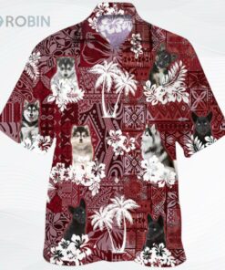 Pomsky Hawaiian Shirt, Dog Hawaii Shirt Red Tribal Pattern For Men Women Pomsky Hawaiian Shirt, Dog Hawaii Shirt Red Tribal Pattern For Men Women