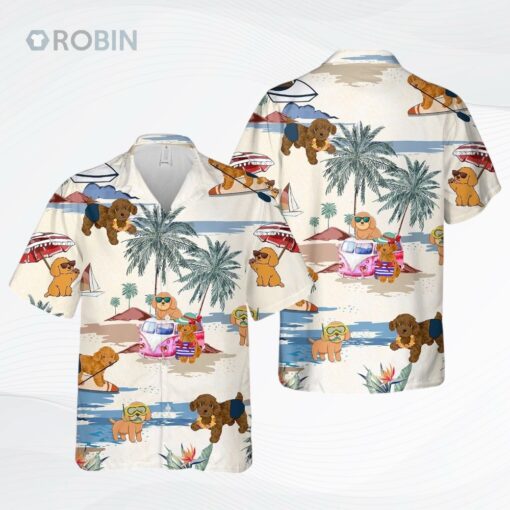 Poodle Toy Summer Beach Hawaiian Shirt, Short Sleeve Dog Full Print Aloha Beach Shirt For Dog Lovers