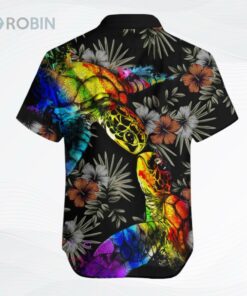 Pride Hawaiian Shirt Gift For Gay, Colorful Turtle Lgbt Flower Design Hawaiian Shirt