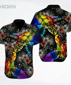 Pride Hawaiian Shirt Gift For Gay, Colorful Turtle Lgbt Flower Design Hawaiian Shirt Pride Hawaiian Shirt Gift For Gay, Colorful Turtle Lgbt Flower Design Hawaiian Shirt