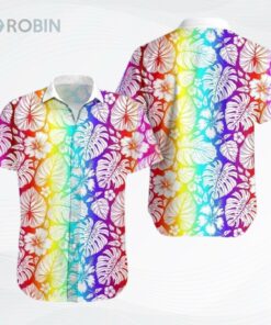 Pride LGBT Hawaiian, LGBT Leaves Watercolor Nice Ornamental Hawaiian Shirt Pride LGBT Hawaiian, LGBT Leaves Watercolor Nice Ornamental Hawaiian Shirt