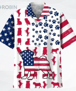 Pug Hawaiian Shirt   Independence Day Is Coming, Paw Prints Aloha Hawaii Shirt, Gift To Dog Lover