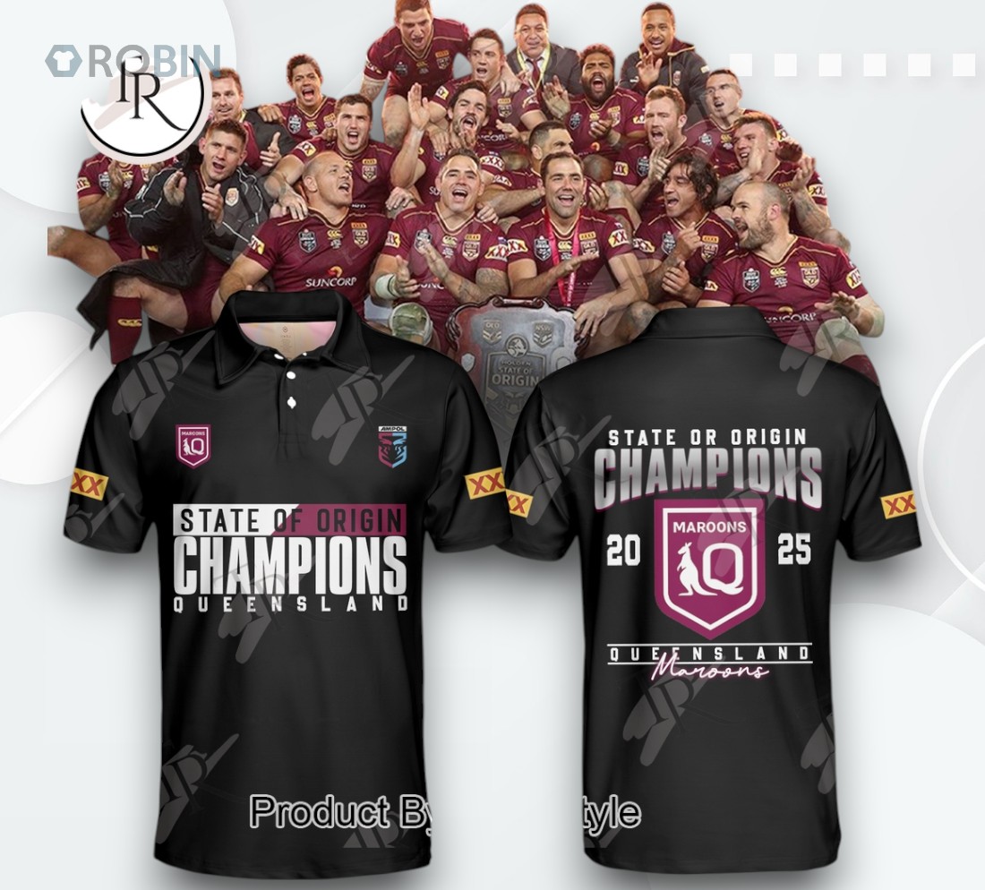 Queensland Maroons State Of Origin Champions 2025 Limited Edition Polo Shirt Black Queensland Maroons State Of Origin Champions 2025 Limited Edition Polo Shirt Black