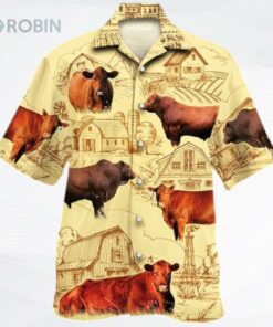 Red Angus Cattle Lovers Farm Hawaiian Shirt, Cow Hawaiian Shirt