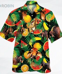 Red Brahman Cattle Lover Tropical Fruits Unisex Hawaiian Shirt, Bull Cow Hawaii Beach Shirt Red Brahman Cattle Lover Tropical Fruits Unisex Hawaiian Shirt, Bull Cow Hawaii Beach Shirt