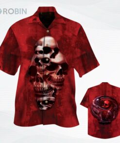 Red Skull All Over Printed 3D Hawaiian Shirt