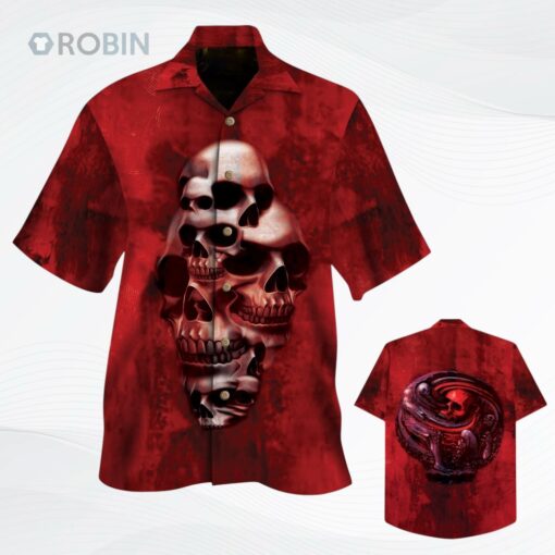 Red Skull All Over Printed 3D Hawaiian Shirt