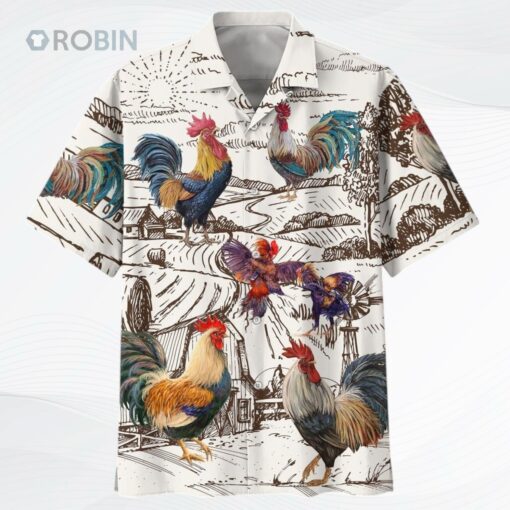 Rooster Farm 3D Hawaiian Shirt, Chicken Hawaiian Aloha Beach Shirts, Rooster Gift