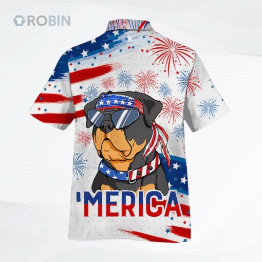 Rottweiler New Hawaiian Shirts For Independence Day, Funny Cute Dog Hawaii Beach Shirt Short Sleeve For 4th Of July